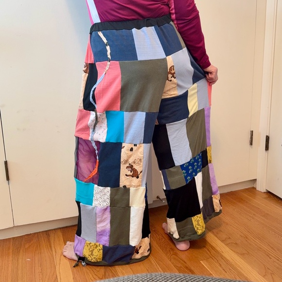 Colorful Patchwork Pants Crazy Boho Hippie Festival Upcycled by Unbound Soul - Picture 7 of 12